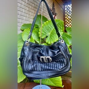 EUC—B Makowsky Black Leather Shoulder hobo Bag.